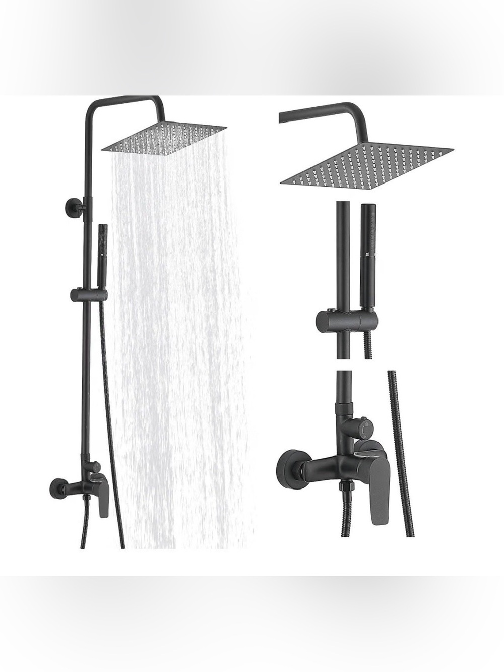 Outdoor Shower Faucet Set, Bathroom Shower Kit, Matte Black
10 Inch Wall Mount